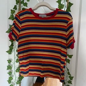 colorful striped cropped tee